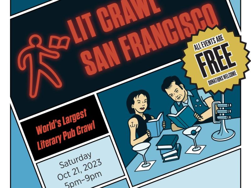 Poster for Lit crawl 2023 in san francisco.