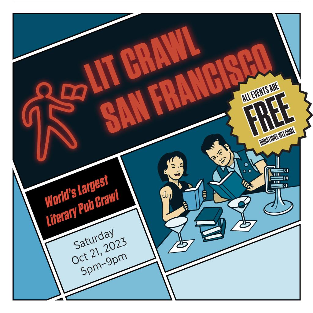 Poster for Lit crawl 2023 in san francisco.