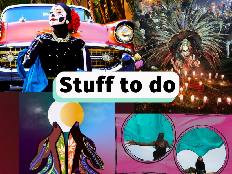 a collage of Día de los Muertos event posters