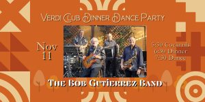 A poster for a dinner dance party featuring the bob cutterz band.