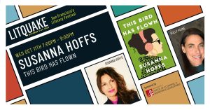 Susana hoffs's book, litquake, is featured on the cover of a magazine.