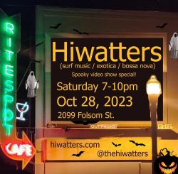 A flyer for the hiwaters halloween party.