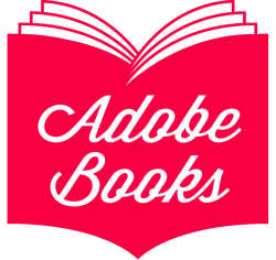 Adobe books logo on a red background.