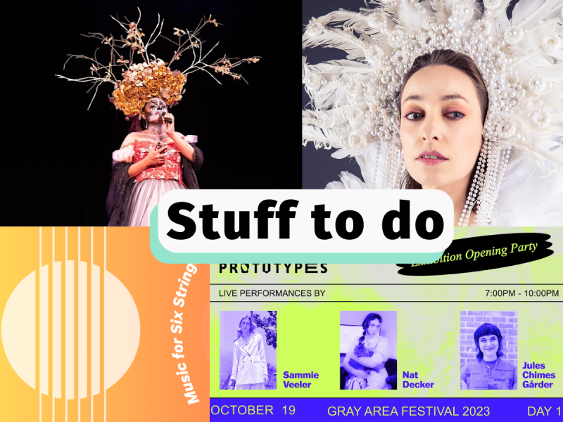 a collage of event posters