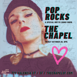 A poster for pop rocks at the chapel.