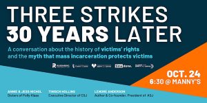 Three strikes 30 years later poster.