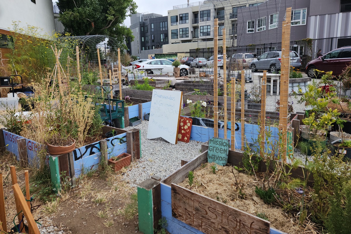 A community garden on Parcel 36 in San Francisco, California.
