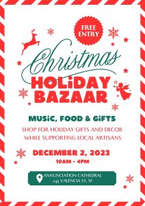 A flyer for the christmas holiday bazaar.