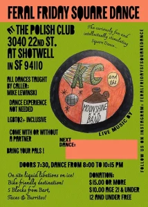 A flyer for a dance called feral friday square dance.
