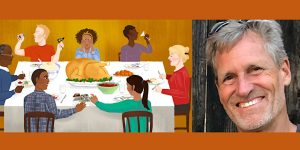 An image of a group of people at a thanksgiving dinner.