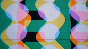 A tv screen with a colorful pattern on it.