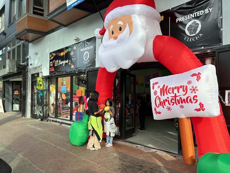 An inflatable santa claus.