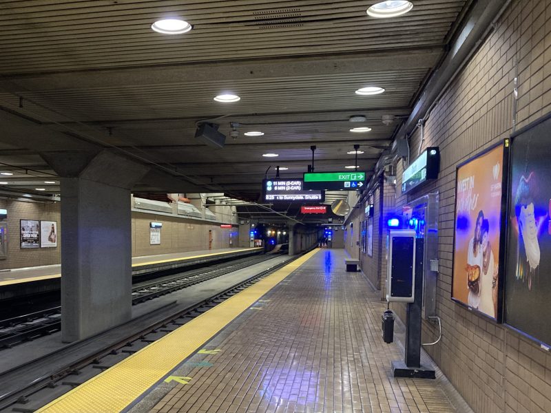 An empty Muni station.