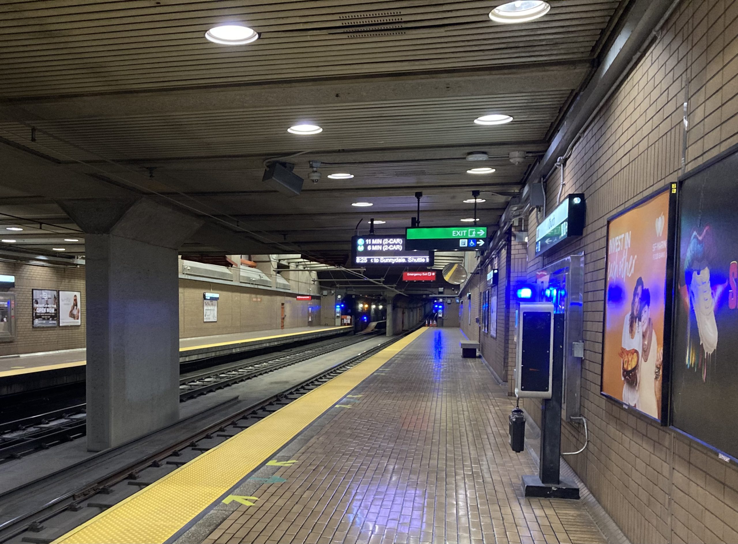 An empty Muni station.