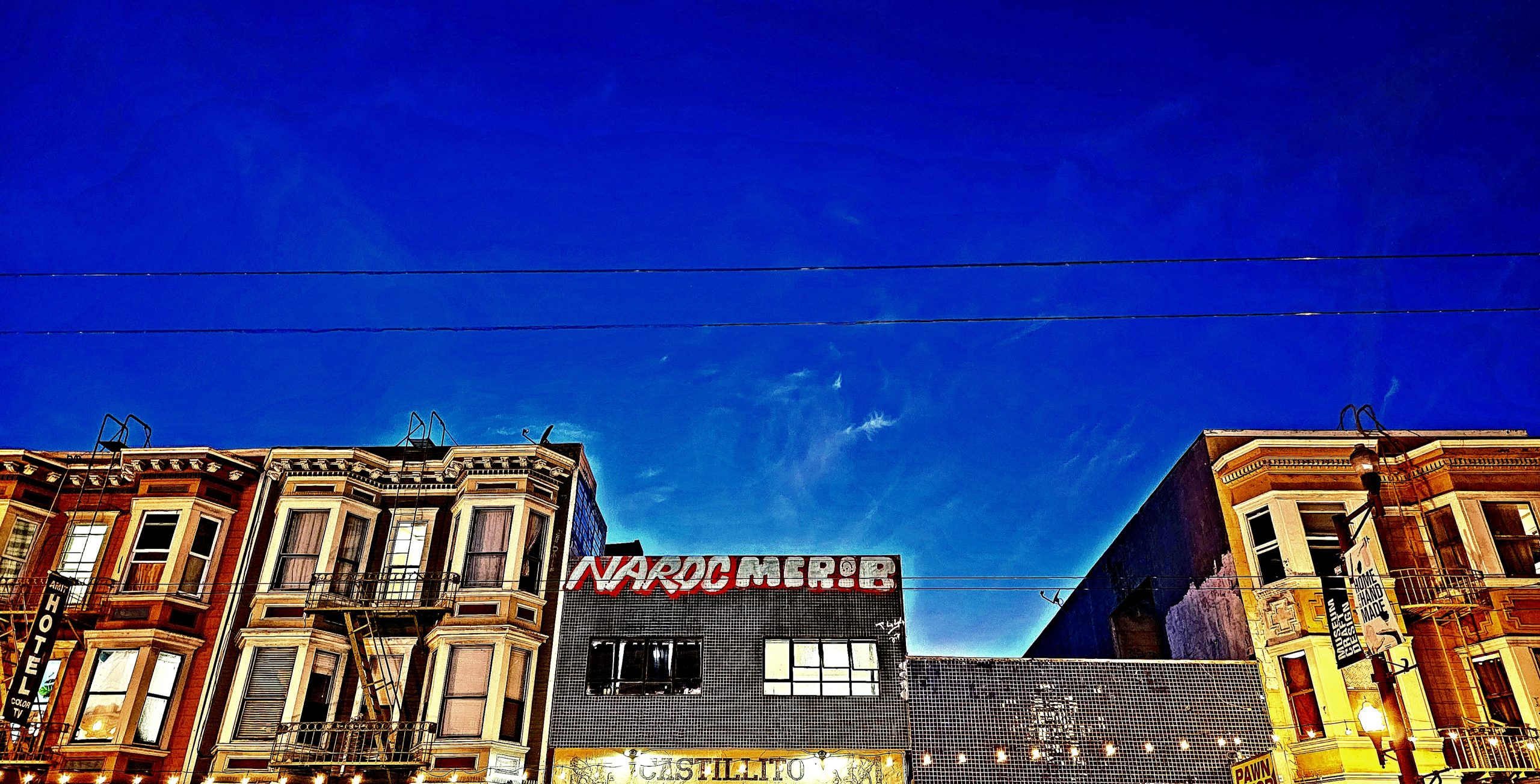 Night sky in San Francisco on Valencia Street.