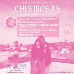 A poster for chimosas with two women standing next to each other.