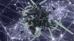 An abstract image of a network of lines and dots.