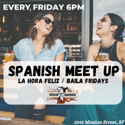 A flyer for a spanish meet up.