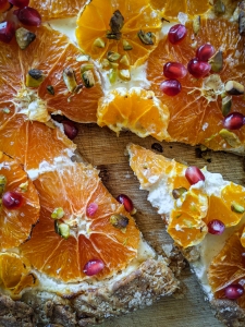 Orange and pistachio tart.