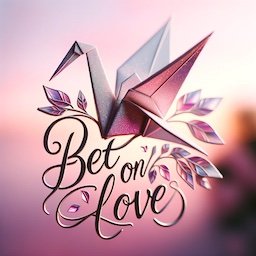 An origami bird with the words bet on love.