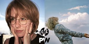 A woman in glasses and a woman in a blue shirt.