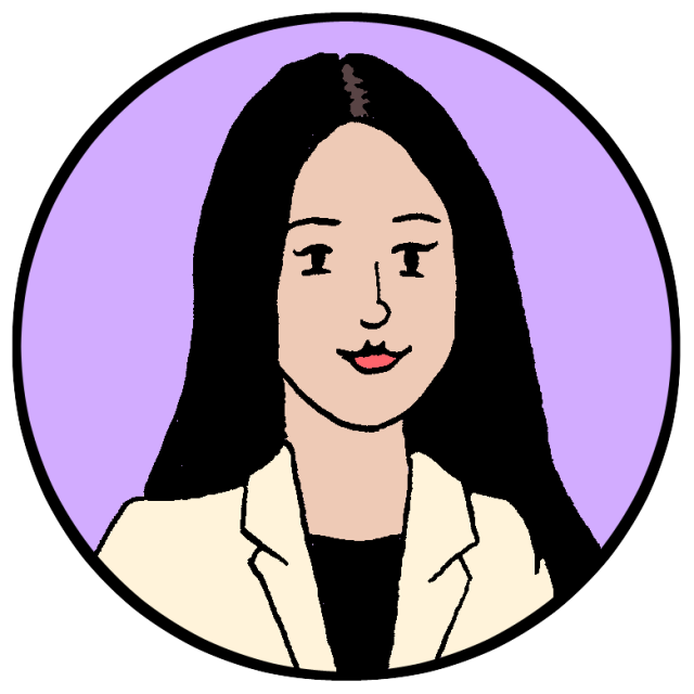 A cartoon of a woman in a business suit.