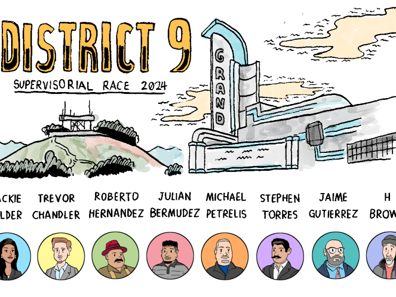 An illustration of all of the candidates running for the District 9 supervisor seat in this 2024 election.
