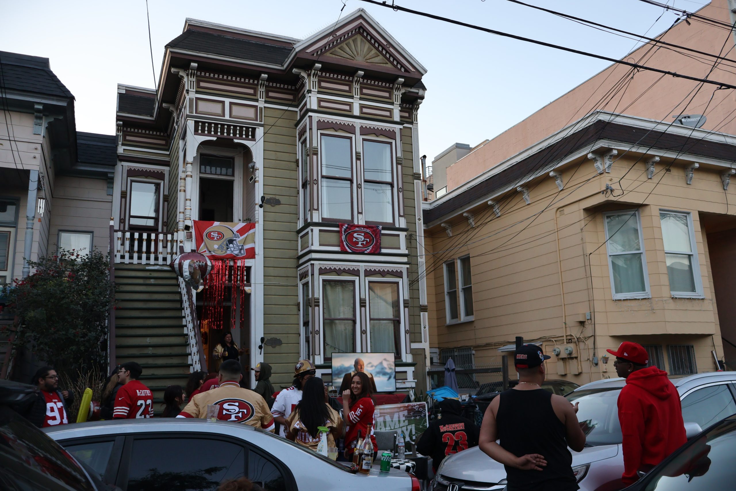 A house decorated with 49ers memorabilia
