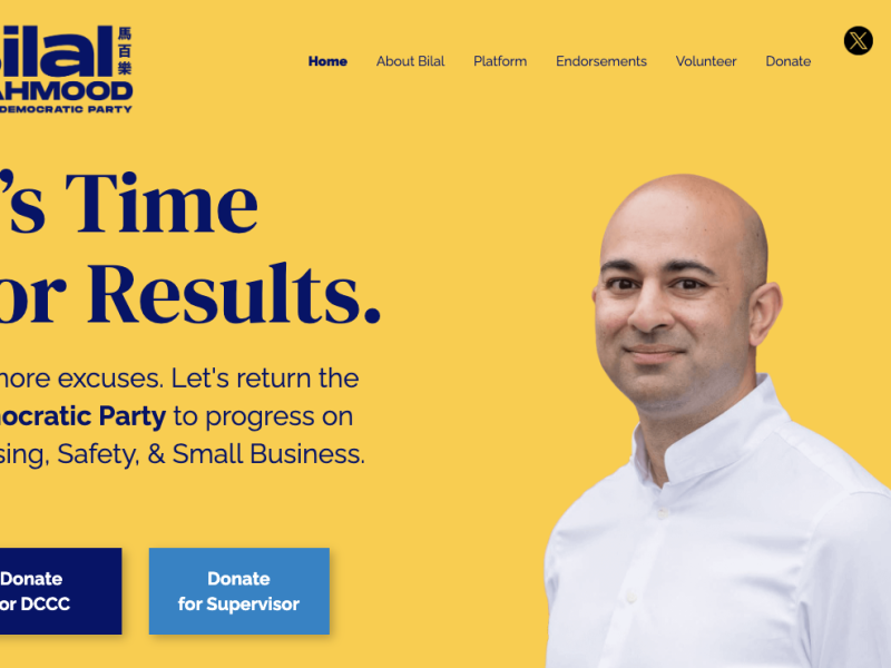 The front page of Bilal Mahmood's dual purpose website showing donate buttons for both campaigns.