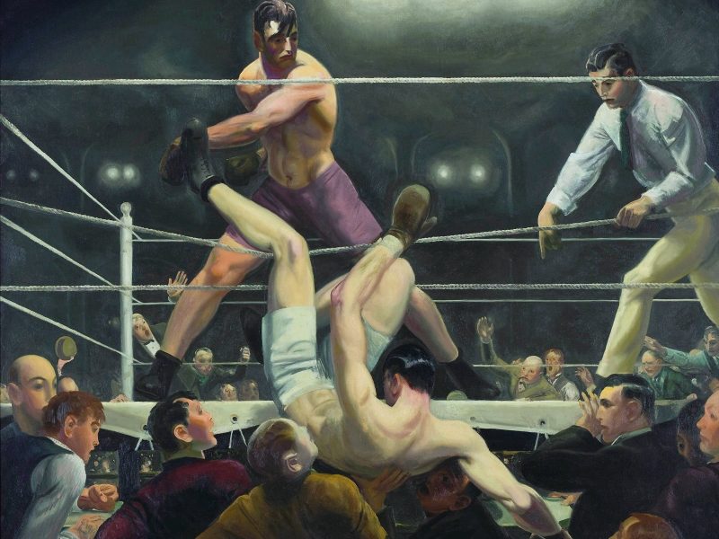 George Bellows' portrait of the Dempsey-Firpo fight, 1923, used to illustrate the moderate-on-moderate competition in the mayoral race.