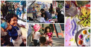 A collage showcasing children engaged in various artistic activities, including painting and crafting, expressing creativity and joy.