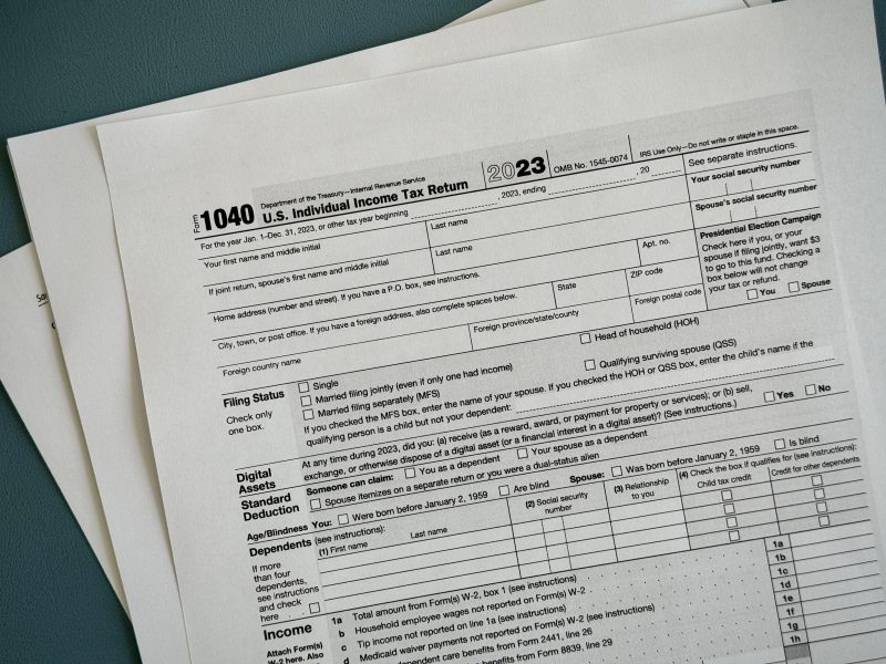 Blank u.s. irs form 1040 individual income tax return