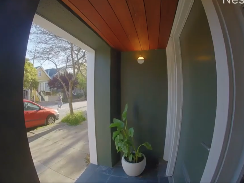 A screenshot from a resident's Nest footage shows the unknown man who assaulted a woman while she was out on a run near Holly Park. Three others have experienced a similar attack in broad daylight in Bernal Heights in the last couple of weeks.