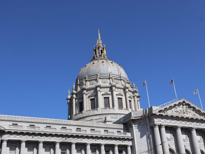 San Francisco City Hall before a blue sky
