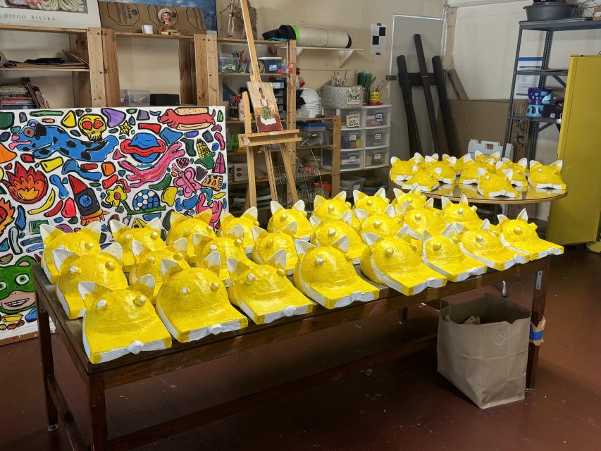 The jaguar head-pieces are left to dry before is time to start adding details on Wednesday May 22, 2024. Photo by Oscar Palma.