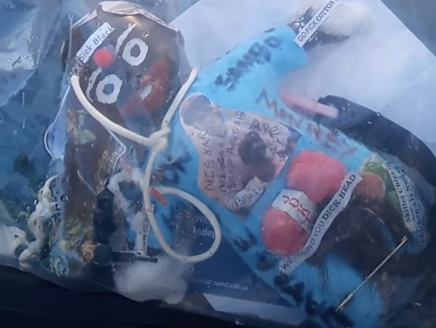 A racist doll that was left at the home of Terry Williams, an Alamo Square resident and dog walker.