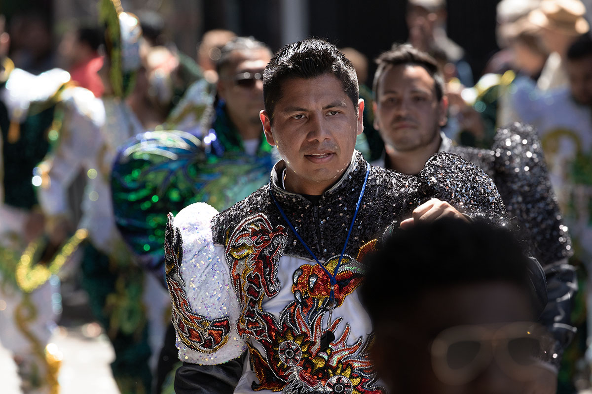 SF carnaval Parade a man dressed in green