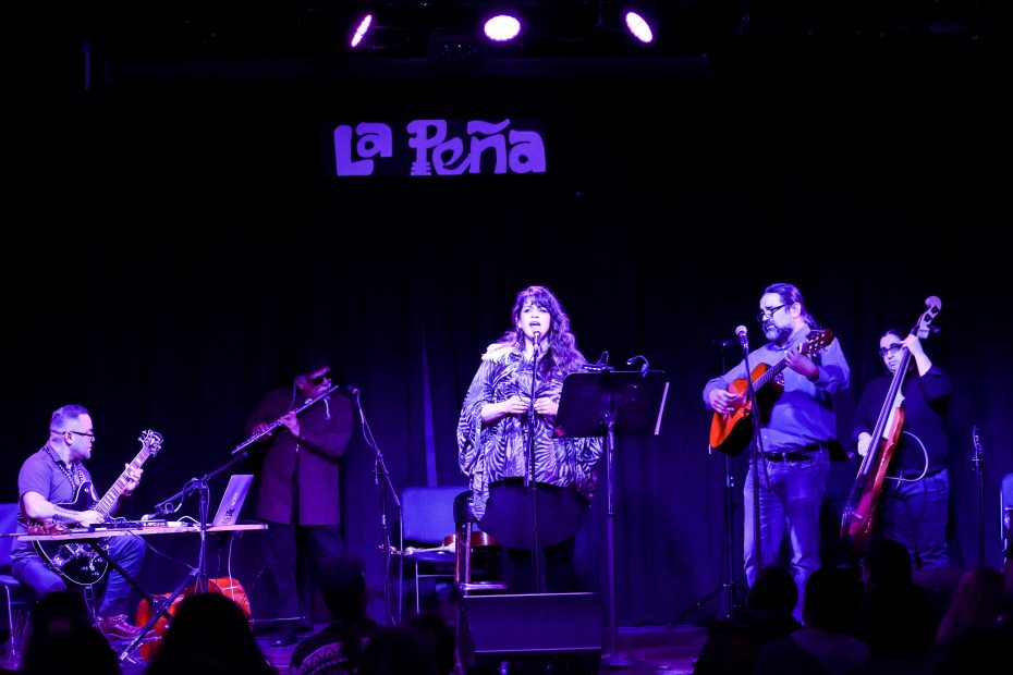 Liliana Herrera performing at La Peña in Berkeley.
