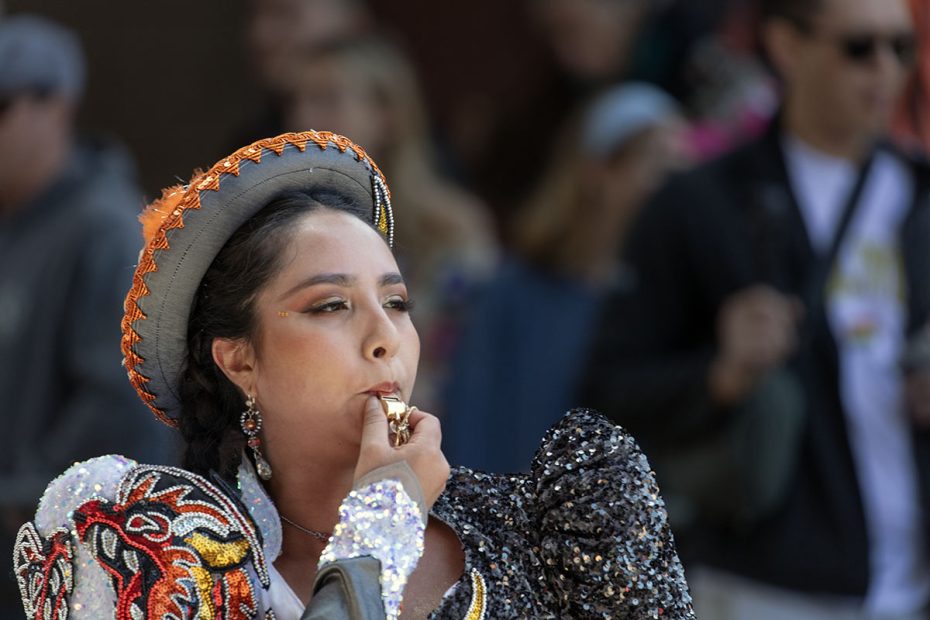 SF carnaval a woman with a whistle