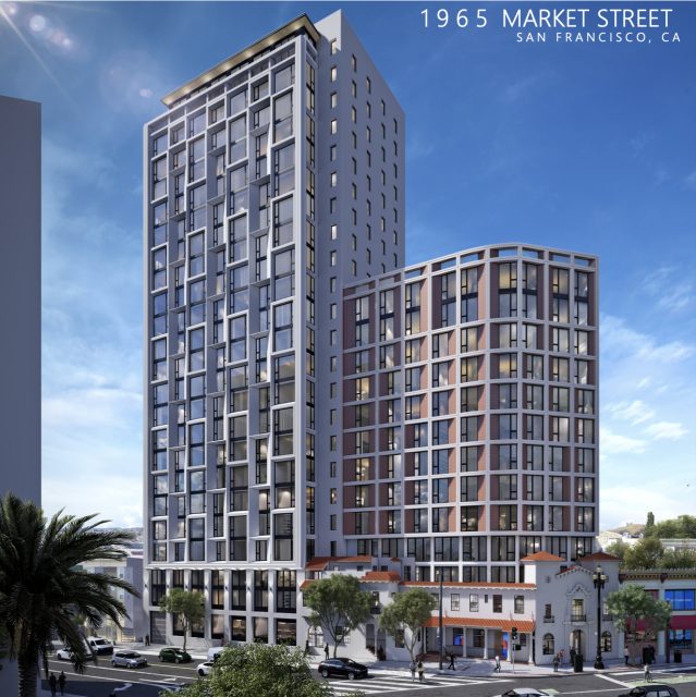 A view of the proposed building at the intersection of Market Street and Duboce Avenue. Image from RG-architecture.