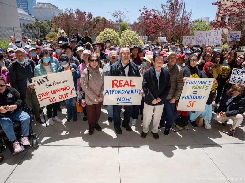 A group of housing activists at the Helen Rogers Senior Community on Monday May 20, 2024. Photo courtesy of Bob Hsiang.