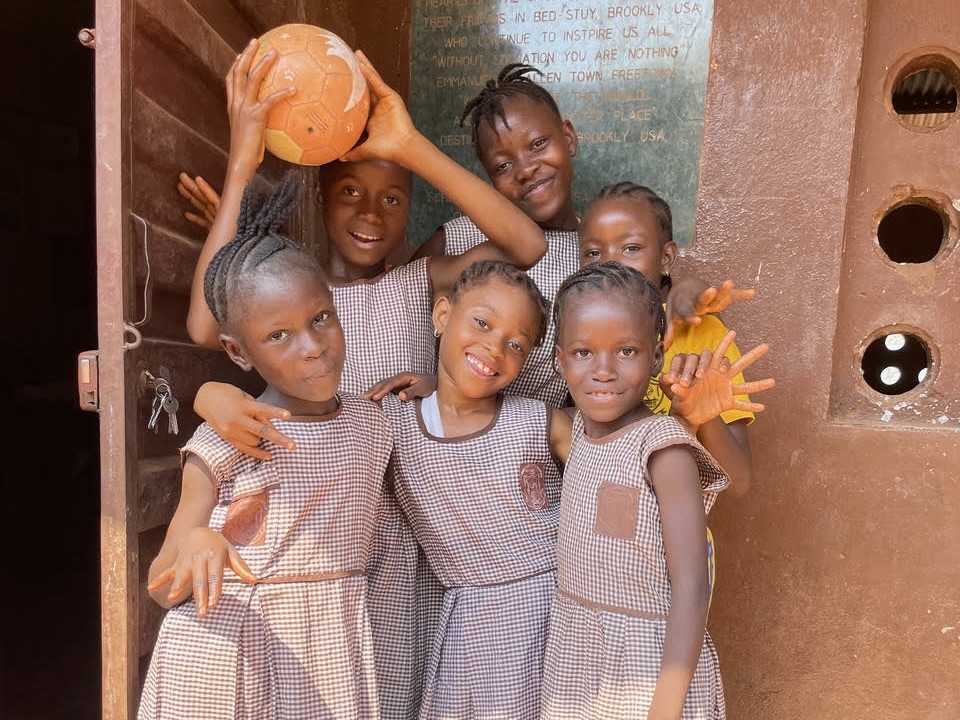 Children at one of the schools built by "Schools for Salone". Photo courtesy of Cindy Nofziger.