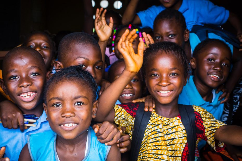 Children at one of the schools built by "Schools for Salone". Photo courtesy of Cindy Nofziger.