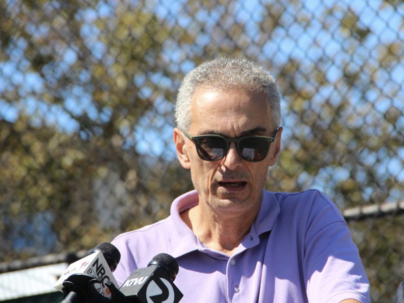 Plaintiff Ayman Farahat speaks at the press conference announcing the lawsuit against the city by Shotwell St. neighbors on Wednesday Aug. 28, 2024. Photo by Oscar Palma.