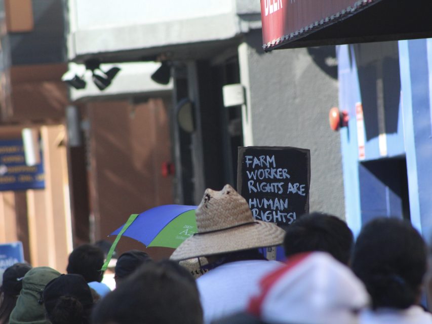 Volunteers march through Mission Street on their way to City Hall.