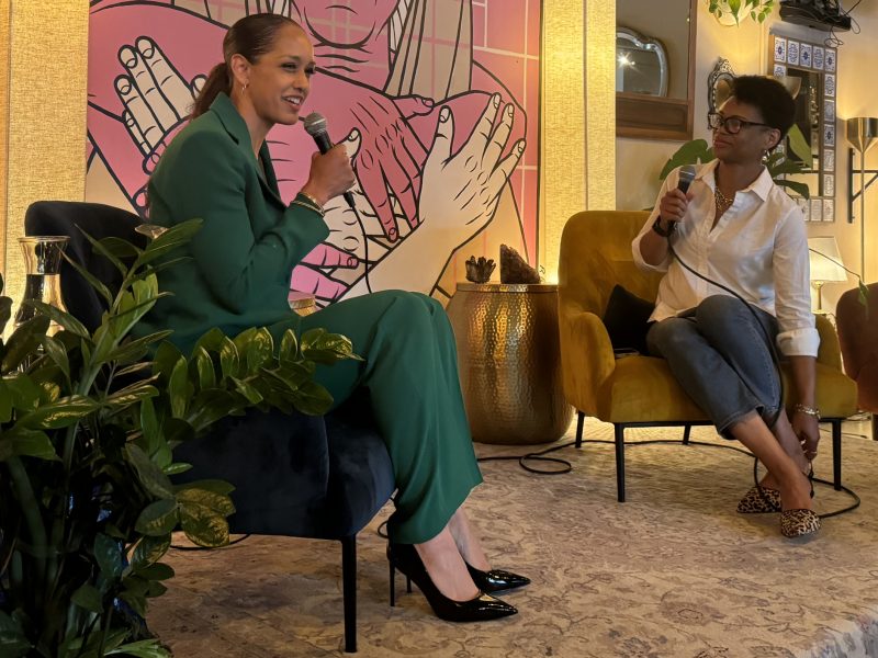 District Attorney Brooke Jenkins speaking at Manny's on June 13, 2024.