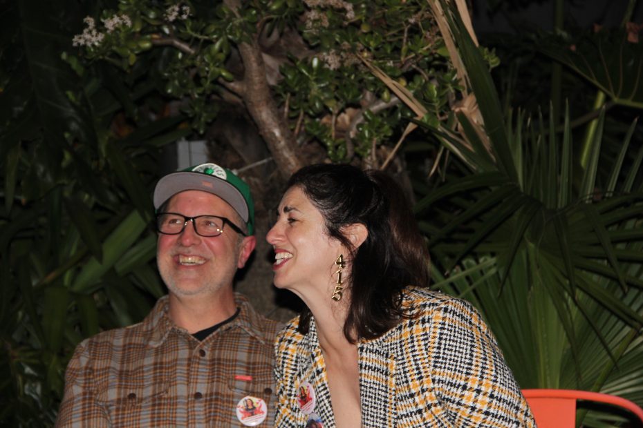 Hillary Ronen and husband Francisco Ugarte at El Rio on Thursday Jan. 9, 2024. Photo by Oscar Palma.
