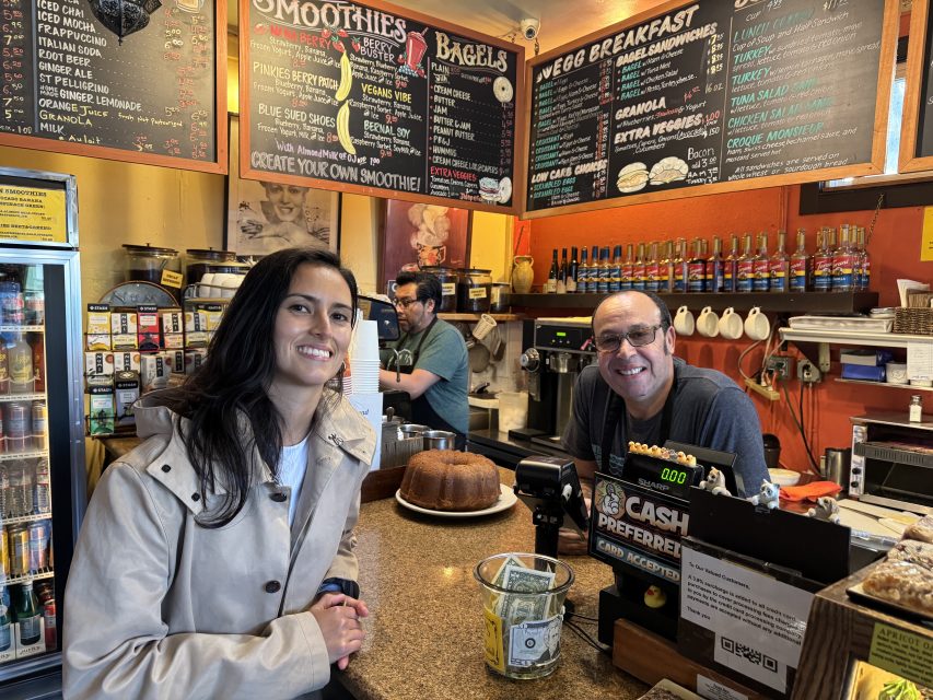Jackie Fielder and Marco Boujebha, owner of Progressive Grounds, on Wednesday Jan. 8, 2024. Photo by Oscar Palma.