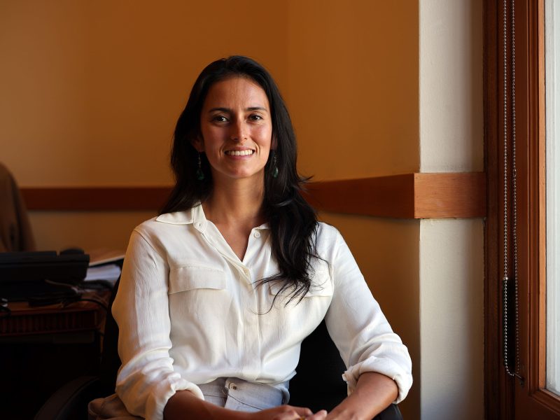 District 9 supervisor Jackie Fielder, on her second day in City Hall. Photo on Jan. 9, 2025 by Abigail Van Neely.