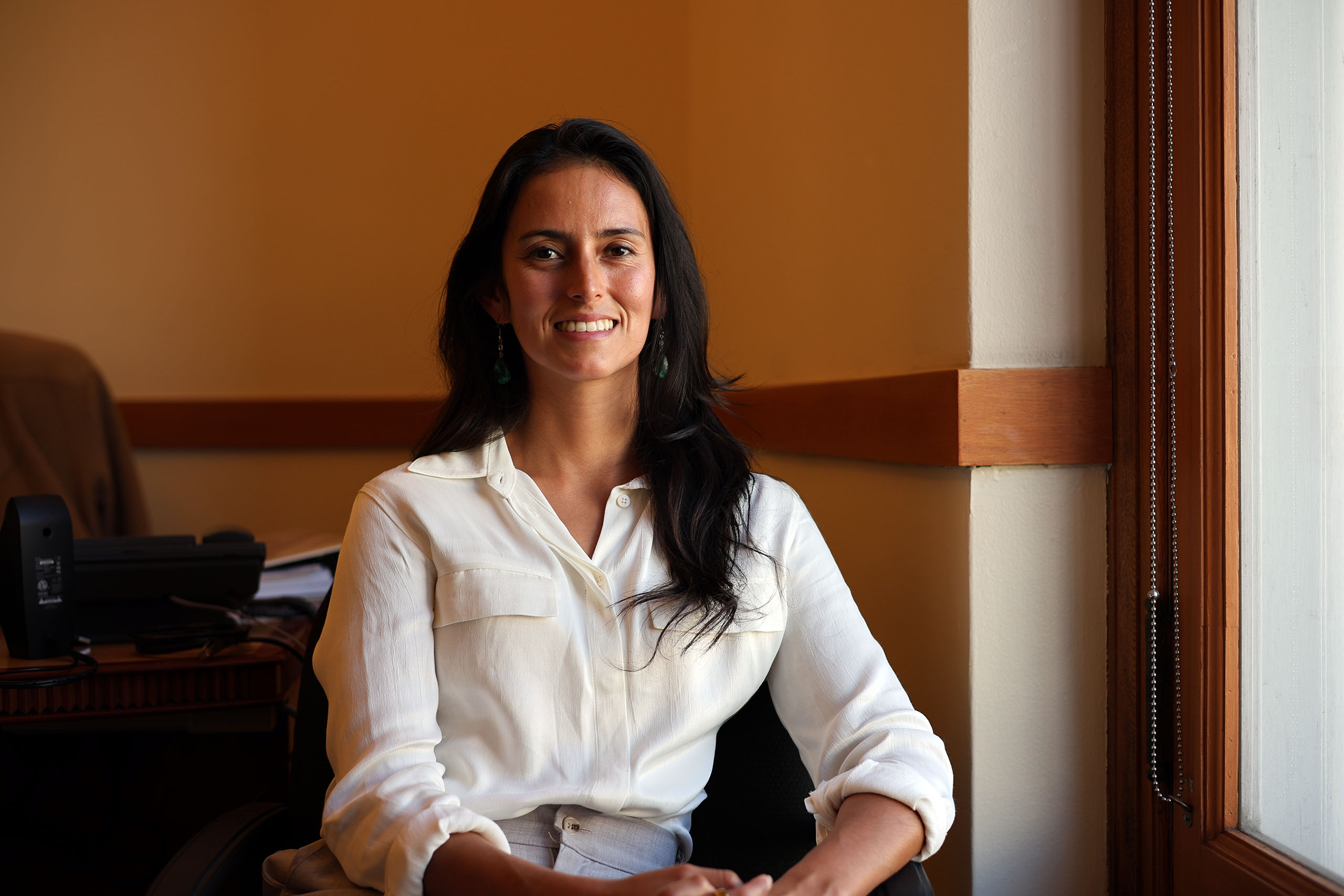 District 9 supervisor Jackie Fielder, on her second day in City Hall. Photo on Jan. 9, 2025 by Abigail Van Neely.